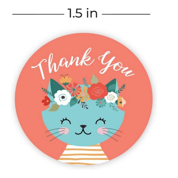 500 boho chic animals thank you wafer stickers - Picture 4 of 7